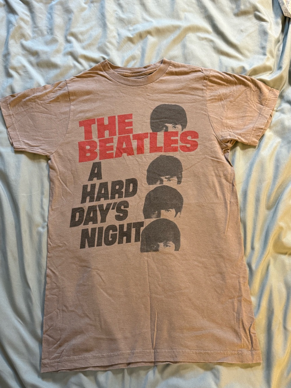 The Beatles Beige Short-Sleeve Tee Small 2015 “A Hard Day’s Night”